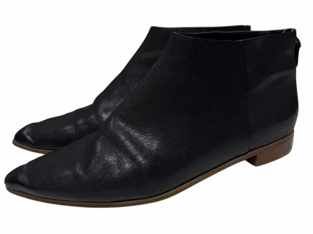 Cole Haan Black Leather Ankle Boots Pointed Toe Booties Back Zip Women’s 10.5
